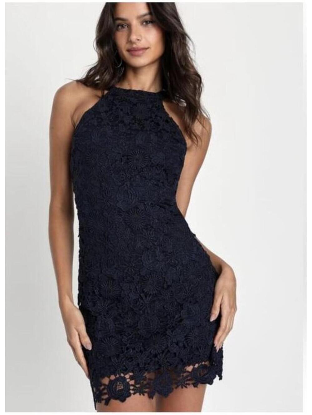 Lulus Love Poem Navy Blue Lace Mini Cocktail Dress Size Small NWT